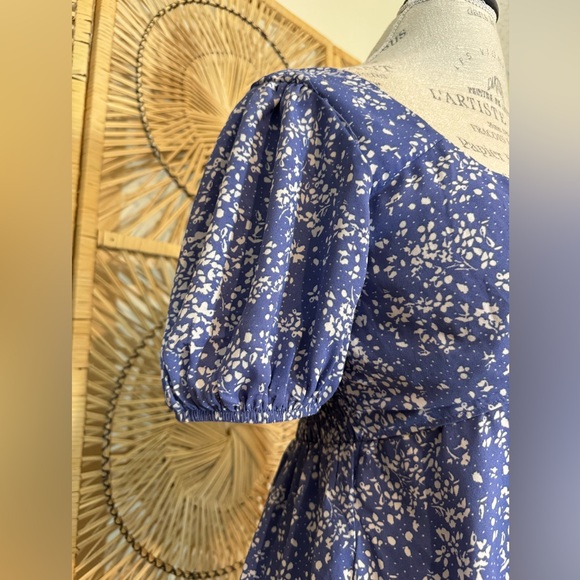 Sienna Sky Blue Floral Bow Detail Ruffled Mini Dress - Picture 4 of 9